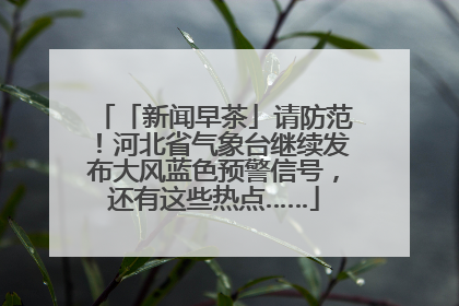 「新闻早茶」请防范！河北省气象台继续发布大风蓝色预警信号，还有这些热点……