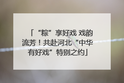 “粽”享好戏 戏韵流芳！共赴河北“中华有好戏”特别之约