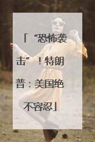 “恐怖袭击”！特朗普：美国绝不容忍