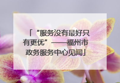 “服务没有最好只有更优”——福州市政务服务中心见闻
