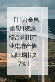甘肃金昌前5月资源综合利用产业集群产值同比增长27%