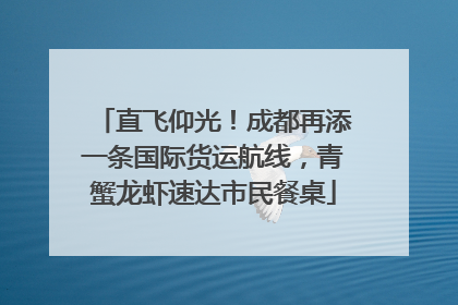 直飞仰光！成都再添一条国际货运航线，青蟹龙虾速达市民餐桌