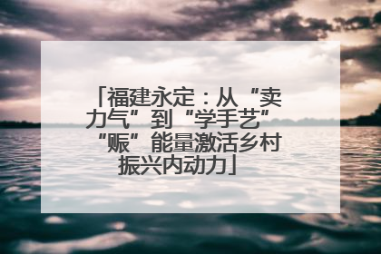 福建永定：从“卖力气”到“学手艺”“赈”能量激活乡村振兴内动力