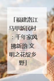 福建洛江马甲新民村：千年家风拂新韵 文明之花绽乡野