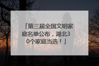 第三届全国文明家庭名单公布，湖北30个家庭当选！