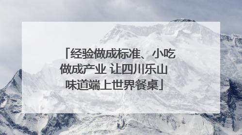 经验做成标准、小吃做成产业 让四川乐山味道端上世界餐桌