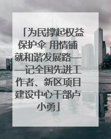 为民撑起权益保护伞 用情铺就和谐发展路——记全国先进工作者、新区项目建设中心干部卢小勇