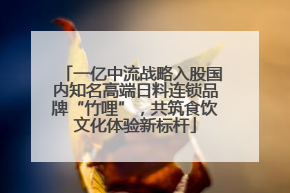 一亿中流战略入股国内知名高端日料连锁品牌“竹哩”，共筑食饮文化体验新标杆