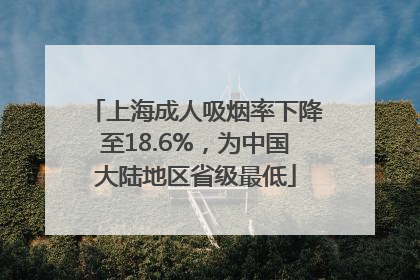 上海成人吸烟率下降至18.6%，为中国大陆地区省级最低