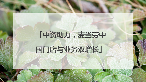 中资助力，麦当劳中国门店与业务双增长