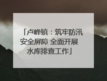 卢峰镇：筑牢防汛安全屏障 全面开展水库排查工作