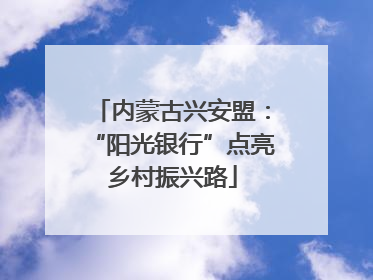内蒙古兴安盟：“阳光银行”点亮乡村振兴路