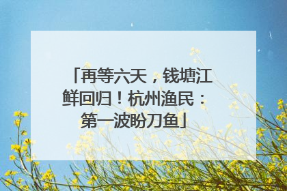 再等六天，钱塘江鲜回归！杭州渔民：第一波盼刀鱼