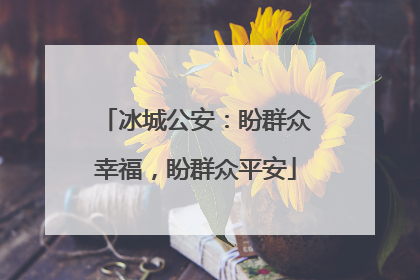 冰城公安：盼群众幸福，盼群众平安