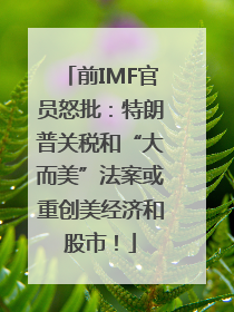 前IMF官员怒批：特朗普关税和“大而美”法案或重创美经济和股市！