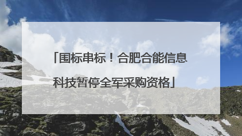 围标串标！合肥合能信息科技暂停全军采购资格