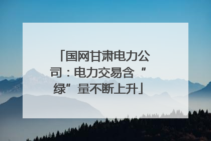 国网甘肃电力公司：电力交易含“绿”量不断上升