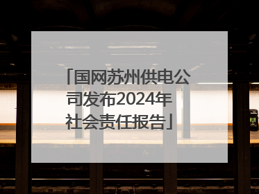 国网苏州供电公司发布2024年社会责任报告