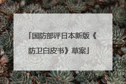国防部评日本新版《防卫白皮书》草案