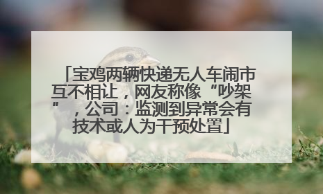 宝鸡两辆快递无人车闹市互不相让，网友称像“吵架”，公司：监测到异常会有技术或人为干预处置
