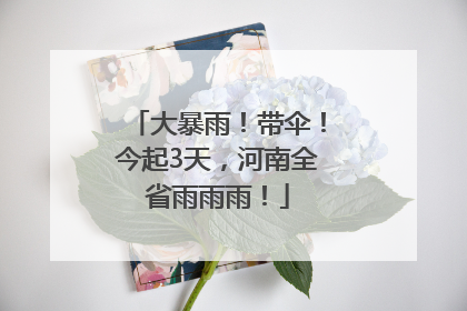 大暴雨！带伞！今起3天，河南全省雨雨雨！