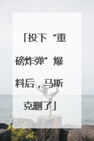 投下“重磅炸弹”爆料后，马斯克删了