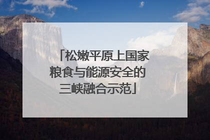 松嫩平原上国家粮食与能源安全的三峡融合示范
