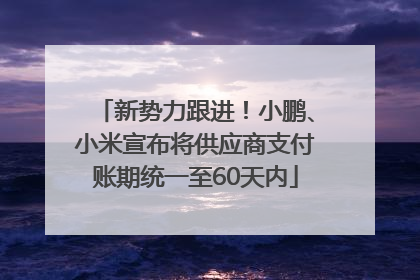 新势力跟进！小鹏、小米宣布将供应商支付账期统一至60天内