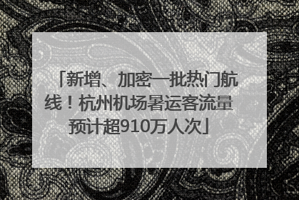 新增、加密一批热门航线！杭州机场暑运客流量预计超910万人次
