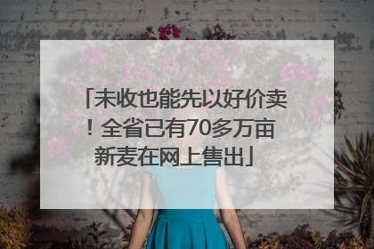 未收也能先以好价卖！全省已有70多万亩新麦在网上售出