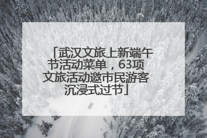 武汉文旅上新端午节活动菜单，63项文旅活动邀市民游客沉浸式过节