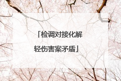 检调对接化解轻伤害案矛盾