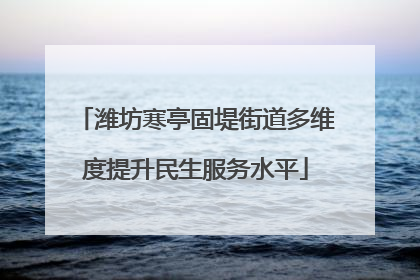 潍坊寒亭固堤街道多维度提升民生服务水平