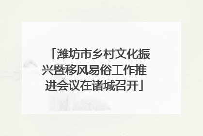 潍坊市乡村文化振兴暨移风易俗工作推进会议在诸城召开