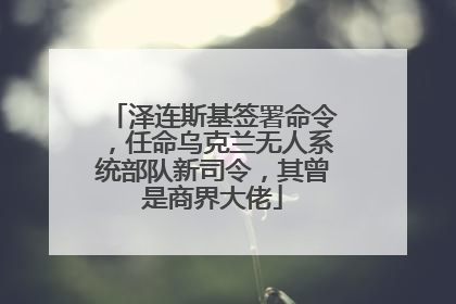 泽连斯基签署命令，任命乌克兰无人系统部队新司令，其曾是商界大佬