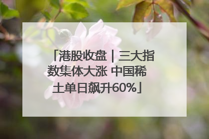 港股收盘｜三大指数集体大涨 中国稀土单日飙升60%