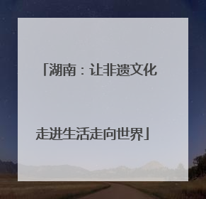湖南：让非遗文化走进生活走向世界