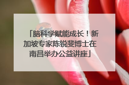 脑科学赋能成长！新加坡专家陈锐斐博士在南昌举办公益讲座