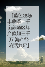蓝色牧场丰收季：千亩养殖区年产值超三千万 海产经济活力足
