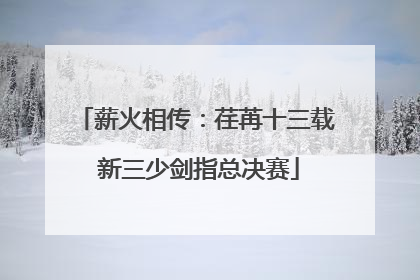 薪火相传：荏苒十三载 新三少剑指总决赛