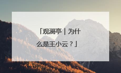 观澜亭｜为什么是王小云？