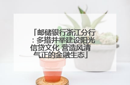 邮储银行浙江分行：多措并举建设阳光信贷文化 营造风清气正的金融生态