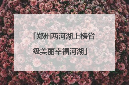 郑州两河湖上榜省级美丽幸福河湖