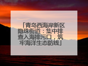 青岛西海岸新区隐珠街道：集中排查入海排污口，筑牢海洋生态防线