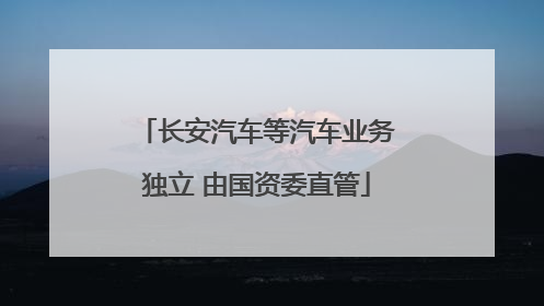 长安汽车等汽车业务独立 由国资委直管