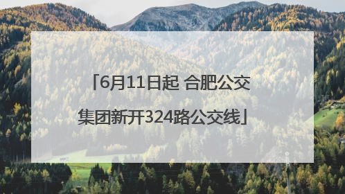 6月11日起 合肥公交集团新开324路公交线