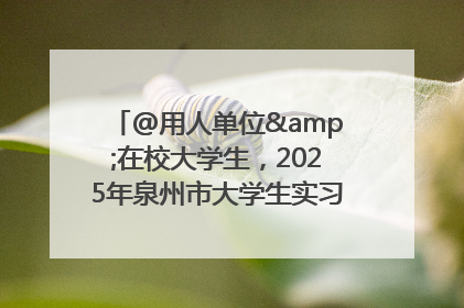 @用人单位&在校大学生，2025年泉州市大学生实习“扬帆计划”来啦！